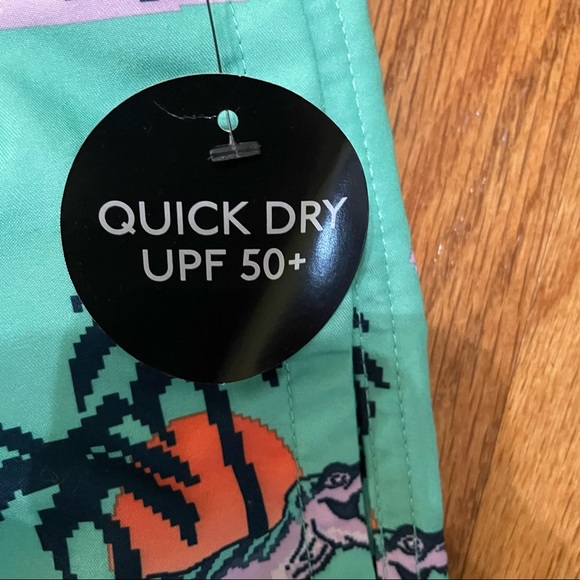 Mens Swim Trunks Shorts Size Medium (32-34) NWT Dinasore & palm trees - Picture 4 of 4